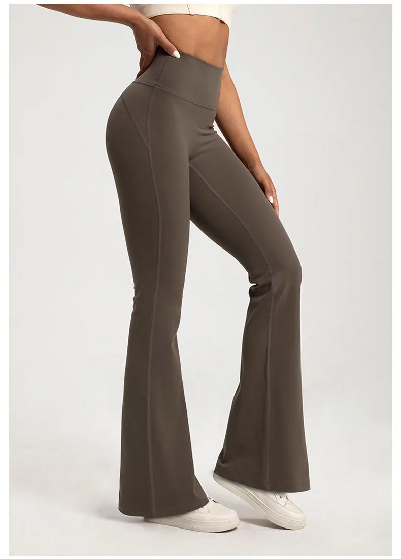 Naked High Waisted Waist Cinching Hip Lifting Fitness Exercise Elastic Bell Bottom Pants Women Casual Outdoor Running Yoga Pants Maison Lilia