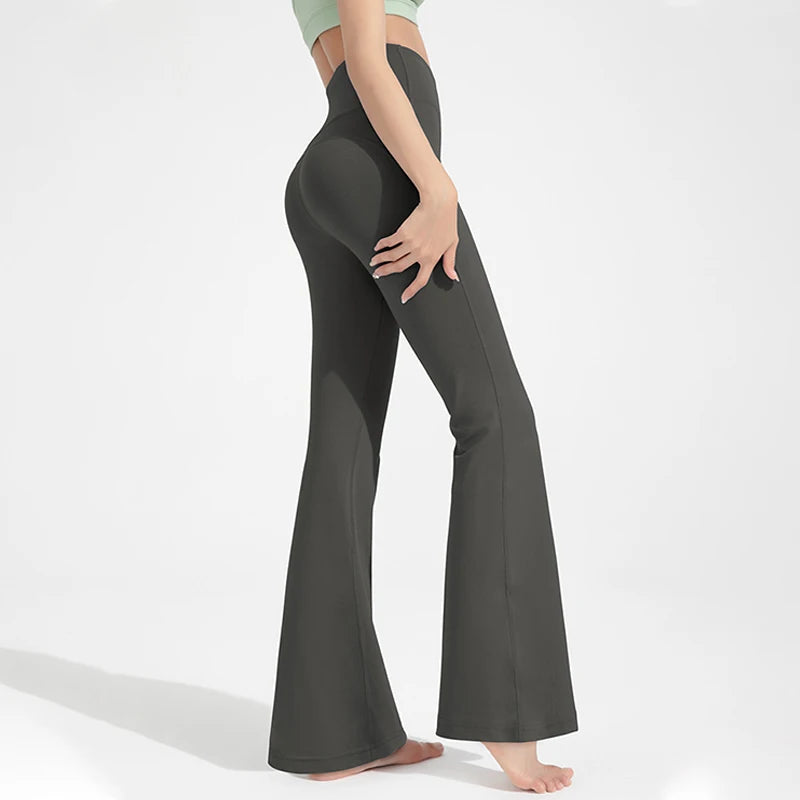 Naked High Waisted Waist Cinching Hip Lifting Fitness Exercise Elastic Bell Bottom Pants Women Casual Outdoor Running Yoga Pants Maison Lilia