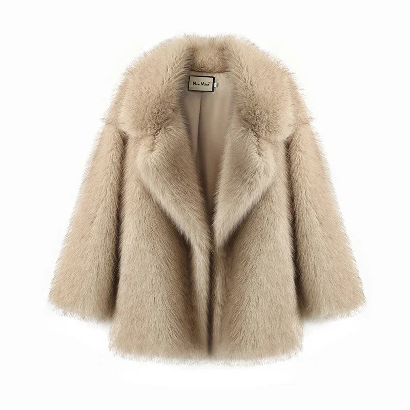 Neo Mint 2024 Winter Ins Hot Fashion Girls Oversized Gradient Fur Coat Women Thick Warm Outerwear Fluffy Faux Fox Fur Jacket Maison Lilia