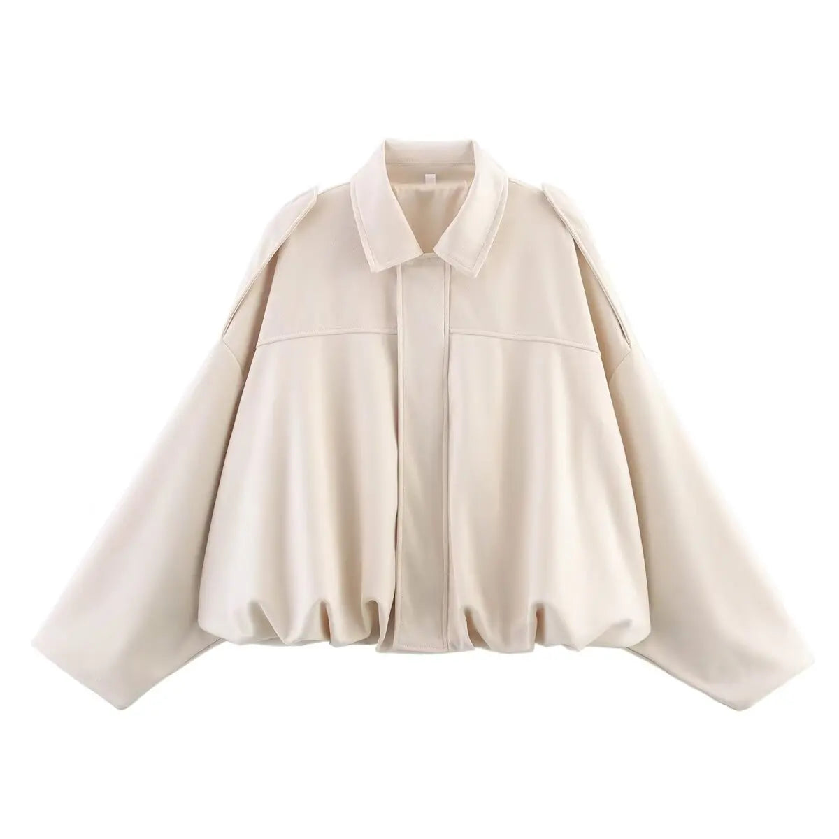 ETJ 2025  Spring new women's suede texture effect Loose version of fashion lapel shoulder bomber jacket Maison Lilia