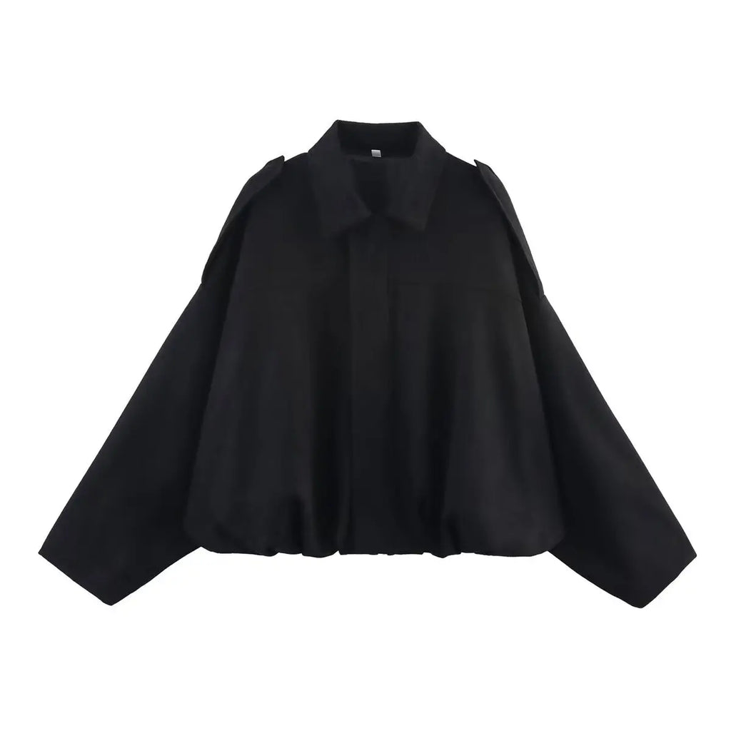 ETJ 2025  Spring new women's suede texture effect Loose version of fashion lapel shoulder bomber jacket Maison Lilia