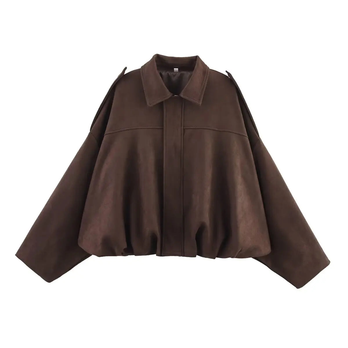 ETJ 2025  Spring new women's suede texture effect Loose version of fashion lapel shoulder bomber jacket Maison Lilia