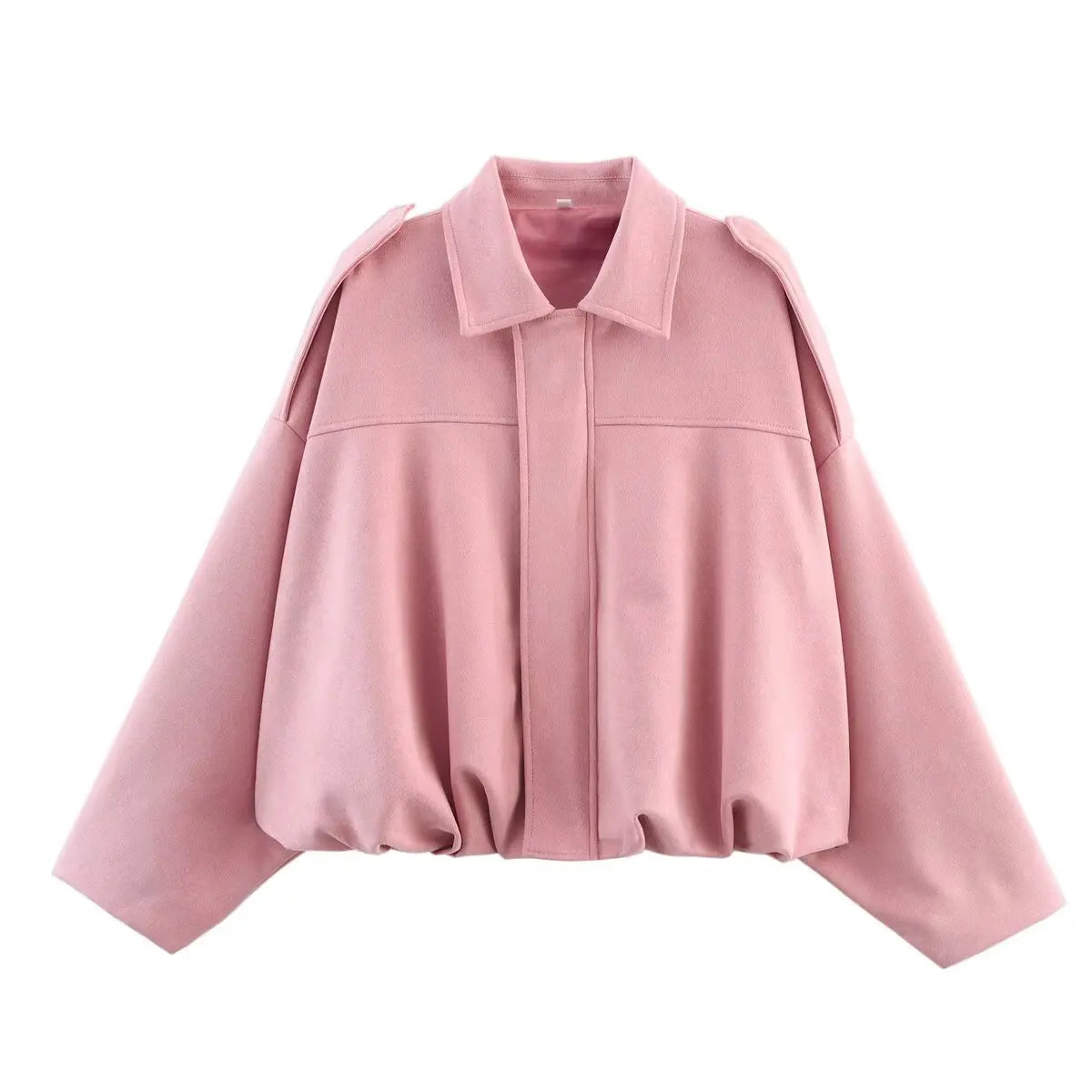 ETJ 2025  Spring new women's suede texture effect Loose version of fashion lapel shoulder bomber jacket Maison Lilia