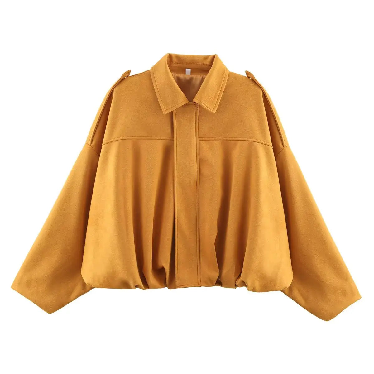 ETJ 2025  Spring new women's suede texture effect Loose version of fashion lapel shoulder bomber jacket Maison Lilia